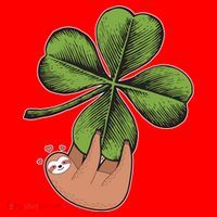 Cute St Patrick's Day Shamrock Sloth Santa Hat thumb 1