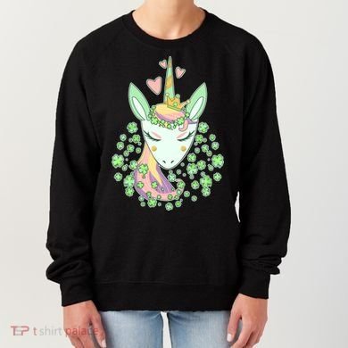 Cute St Patrick's Day Unicorn Shamrocks Clovers Women's Sweatshirt