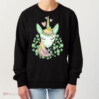 Cute St Patrick's Day Unicorn Shamrocks Clovers Women's Sweatshirt thumb 0