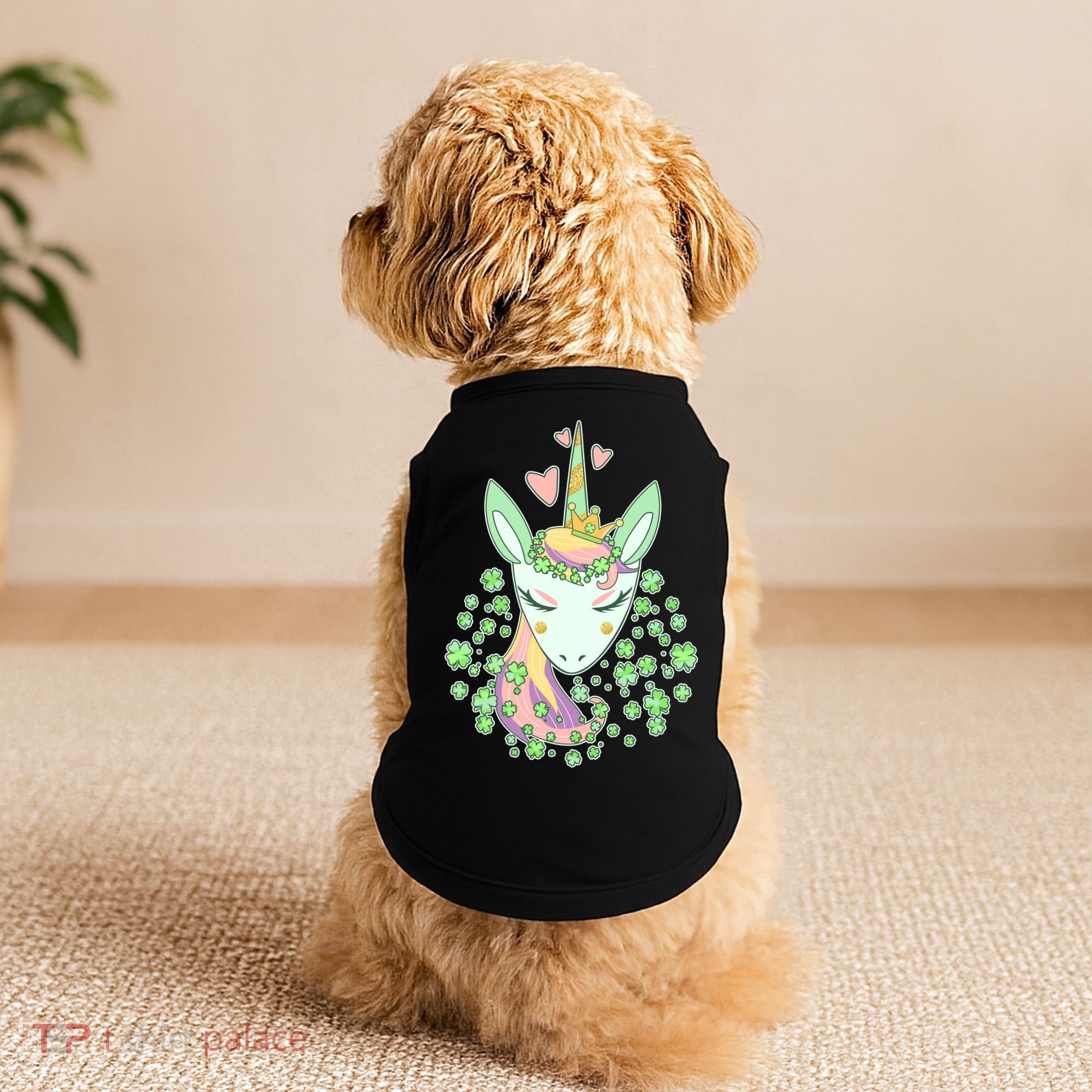 Cute St Patrick's Day Unicorn Shamrocks Clovers Doggie Tank
