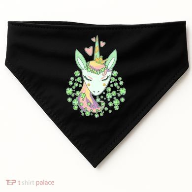 Cute St Patrick's Day Unicorn Shamrocks Clovers USA-Made Doggie Bandana