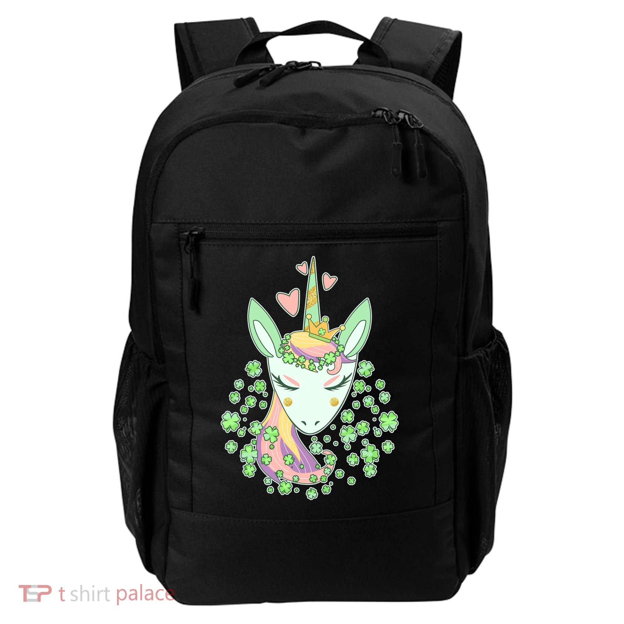 Cute St Patrick's Day Unicorn Shamrocks Clovers Backpack