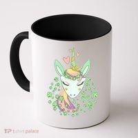 Cute St Patrick's Day Unicorn Shamrocks Clovers Coffee Mug thumb 0