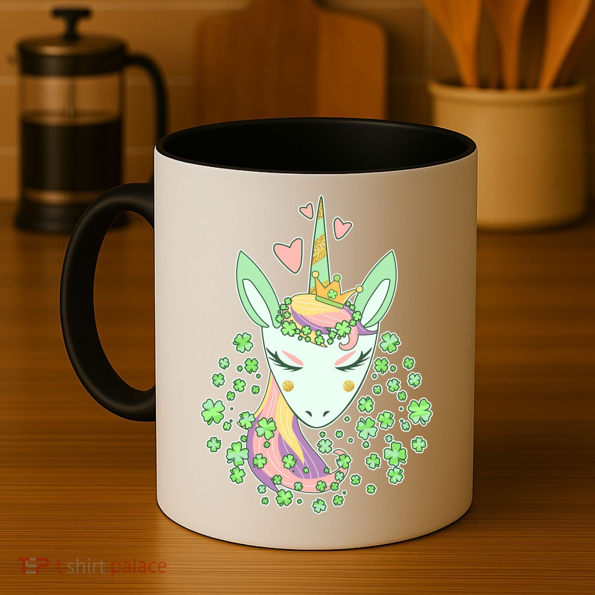 Cute St Patrick's Day Unicorn Shamrocks Clovers Coffee Mug