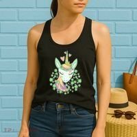 Cute St Patrick's Day Unicorn Shamrocks Clovers Women's Tank Top thumb 2