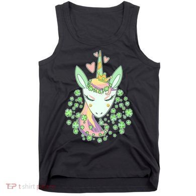 Cute St Patrick's Day Unicorn Shamrocks Clovers Tank Top
