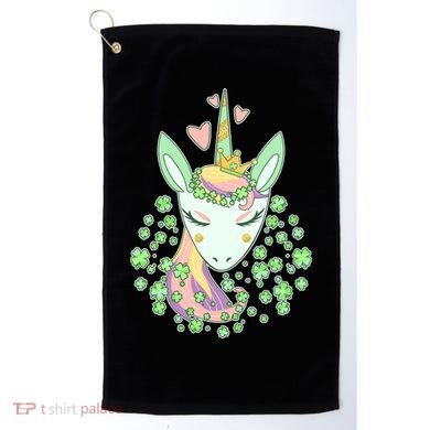 Cute St Patrick's Day Unicorn Shamrocks Clovers Golf Towel