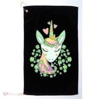 Cute St Patrick's Day Unicorn Shamrocks Clovers Golf Towel thumb 0