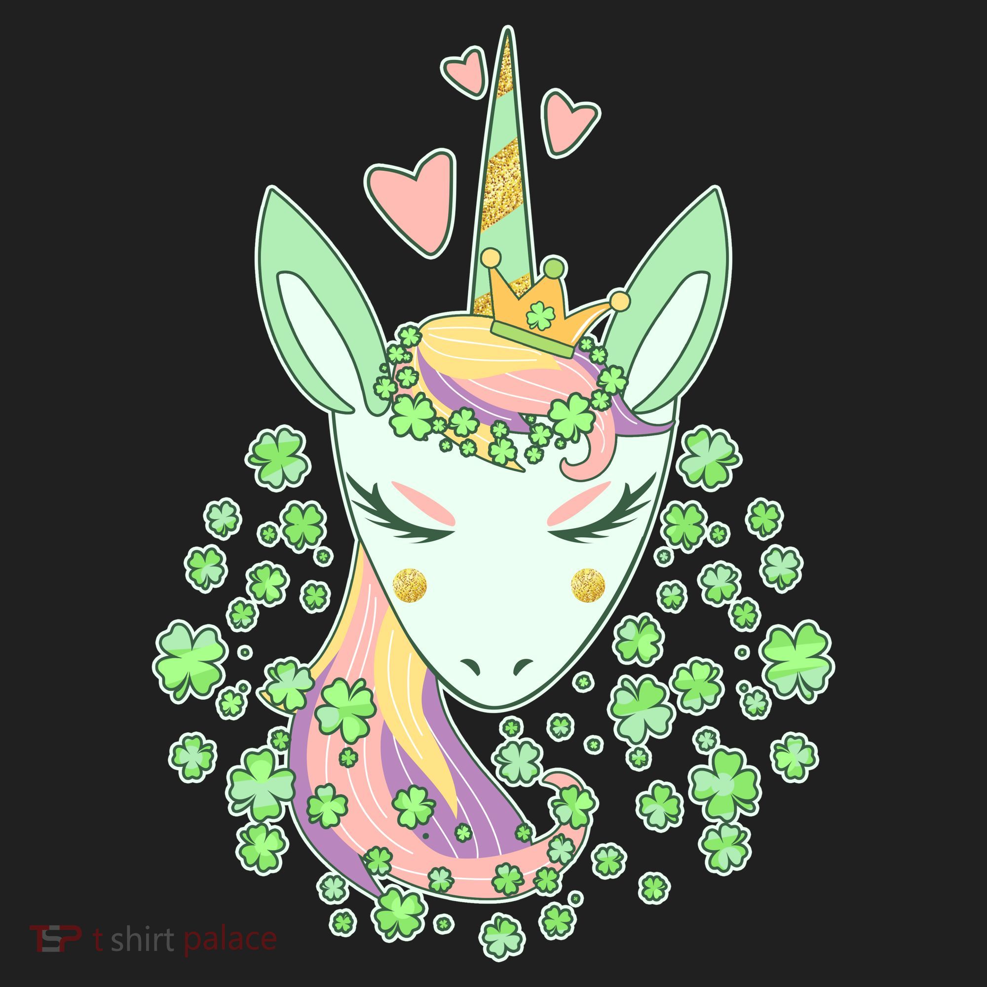 Cute St Patrick's Day Unicorn Shamrocks Clovers Golf Towel