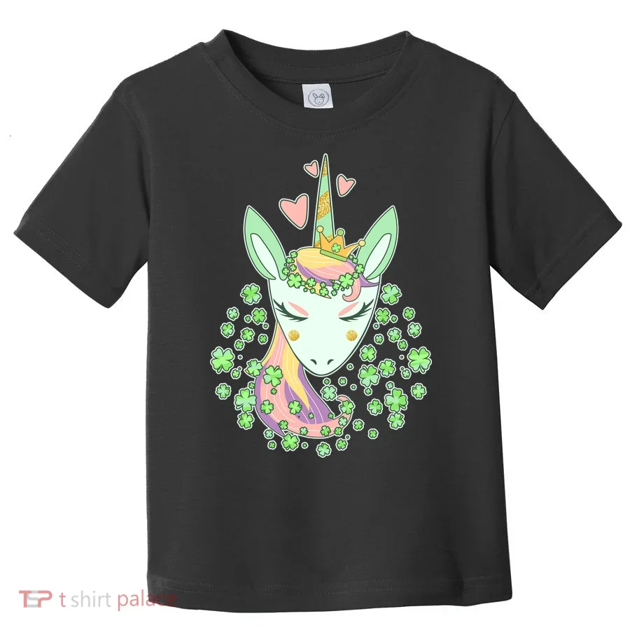 Cute St Patrick's Day Unicorn Shamrocks Clovers Toddler T-Shirt