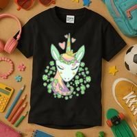Cute St Patrick's Day Unicorn Shamrocks Clovers Kids T-Shirt thumb 3