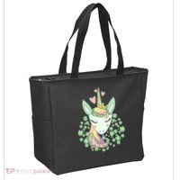 Cute St Patrick's Day Unicorn Shamrocks Clovers Tote Bag thumb 2