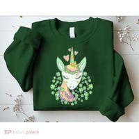 Cute St Patrick's Day Unicorn Shamrocks Clovers Sweatshirt thumb 2