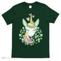 Cute St Patrick's Day Unicorn Shamrocks Clovers T-Shirt thumb 0