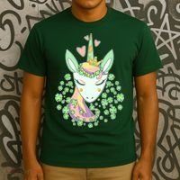 Cute St Patrick's Day Unicorn Shamrocks Clovers T-Shirt thumb 3