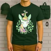 Cute St Patrick's Day Unicorn Shamrocks Clovers T-Shirt thumb 6