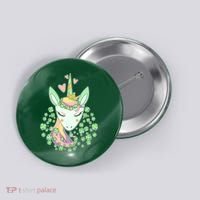 Cute St Patrick's Day Unicorn Shamrocks Clovers Button thumb 0