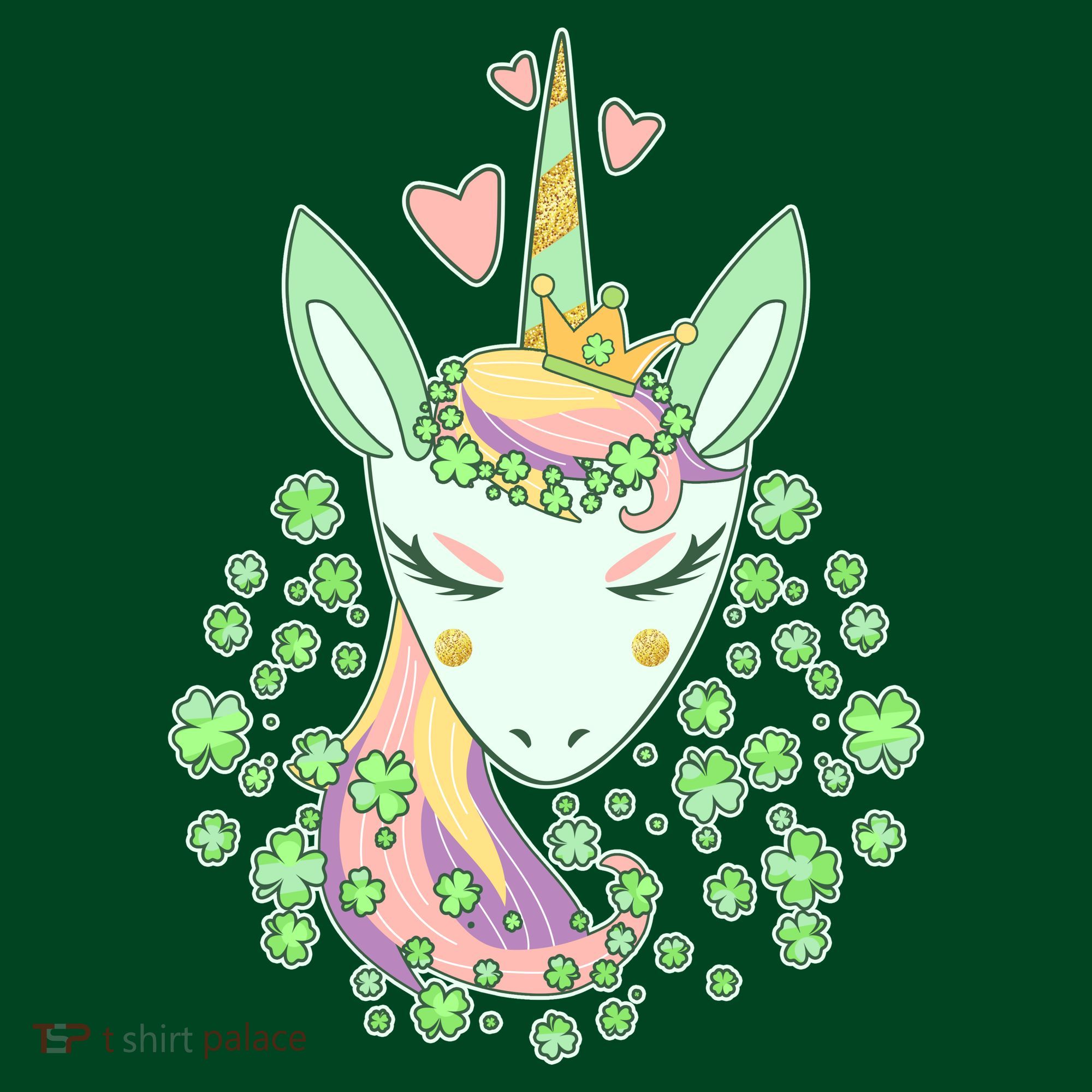 Cute St Patrick's Day Unicorn Shamrocks Clovers Button