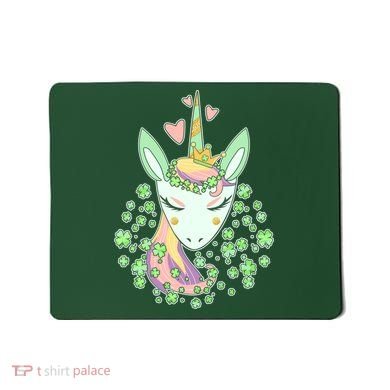 Cute St Patrick's Day Unicorn Shamrocks Clovers Mousepad