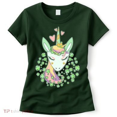 Cute St Patrick's Day Unicorn Shamrocks Clovers Women's T-Shirt