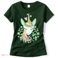 Cute St Patrick's Day Unicorn Shamrocks Clovers Women's T-Shirt thumb 0
