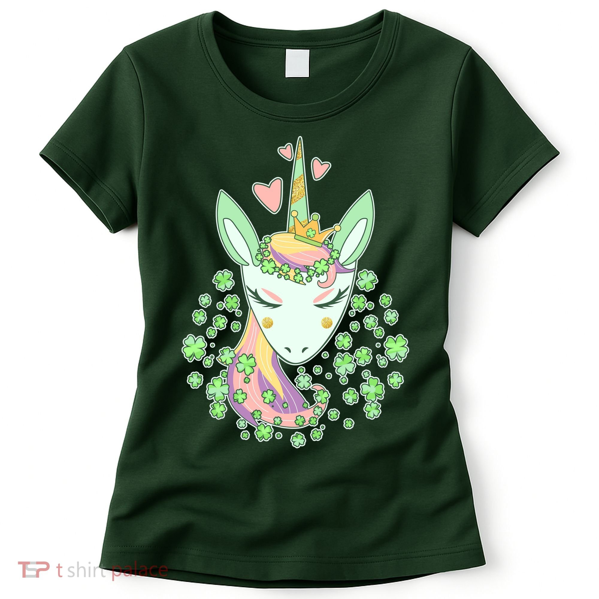 Cute St Patrick's Day Unicorn Shamrocks Clovers Women's T-Shirt