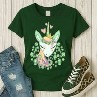 Cute St Patrick's Day Unicorn Shamrocks Clovers Women's T-Shirt thumb 3