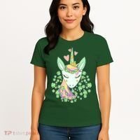 Cute St Patrick's Day Unicorn Shamrocks Clovers Women's T-Shirt thumb 4