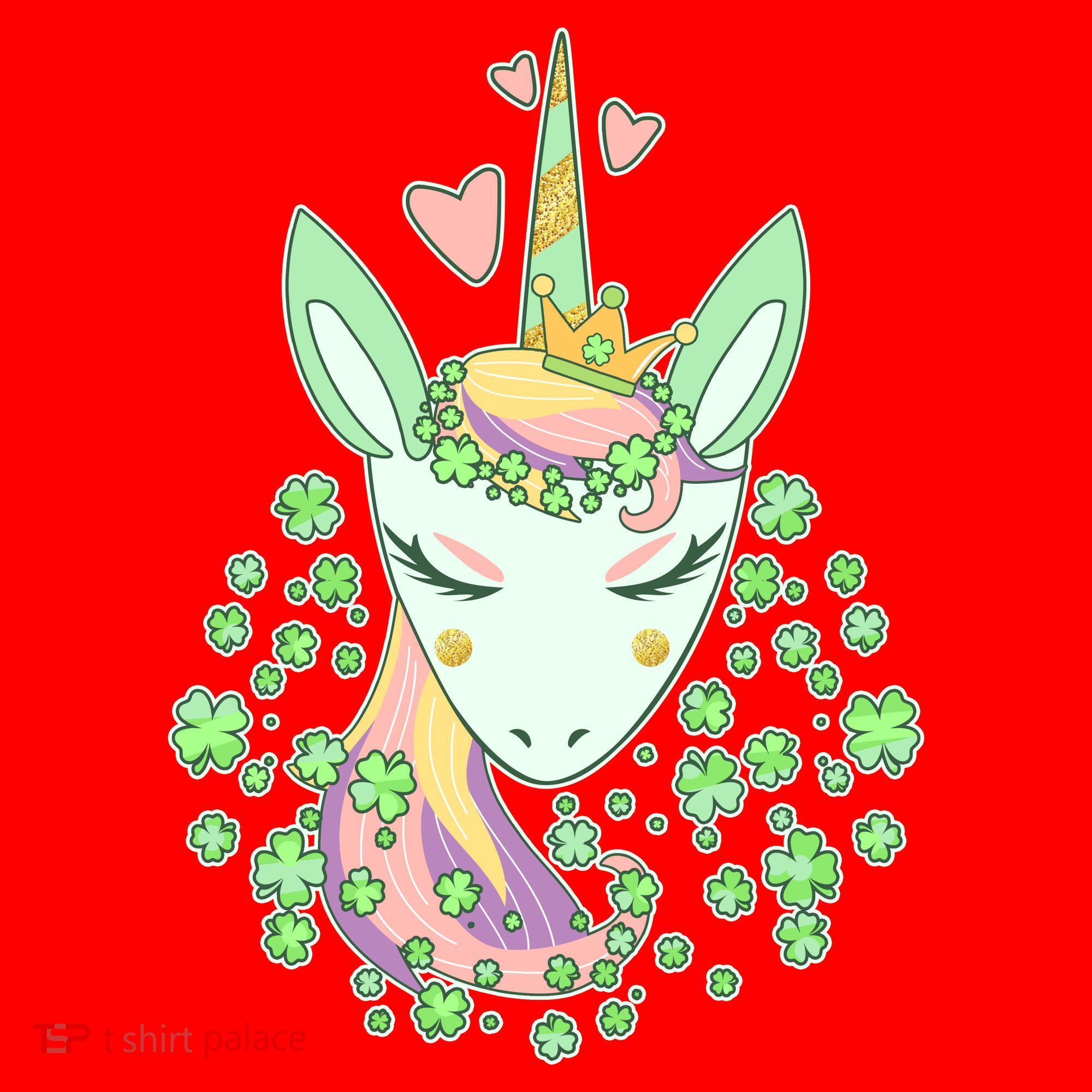 Cute St Patrick's Day Unicorn Shamrocks Clovers Santa Hat