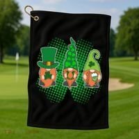 Cute St Patrick's Days Lucky Gnomes Golf Towel thumb 1