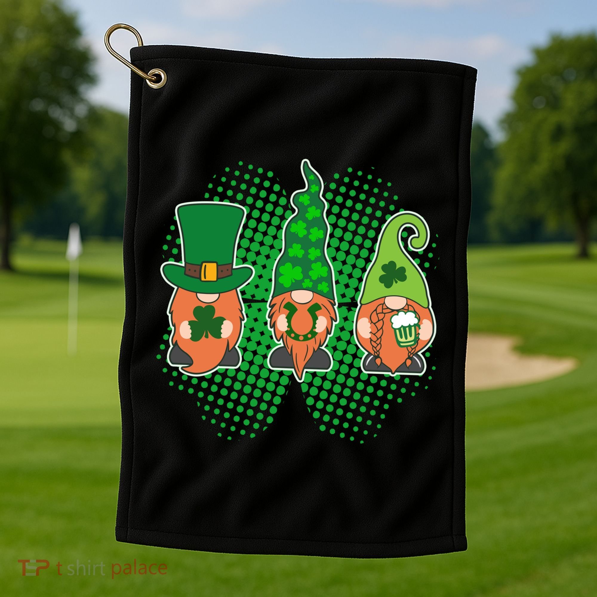 Cute St Patrick's Days Lucky Gnomes Golf Towel