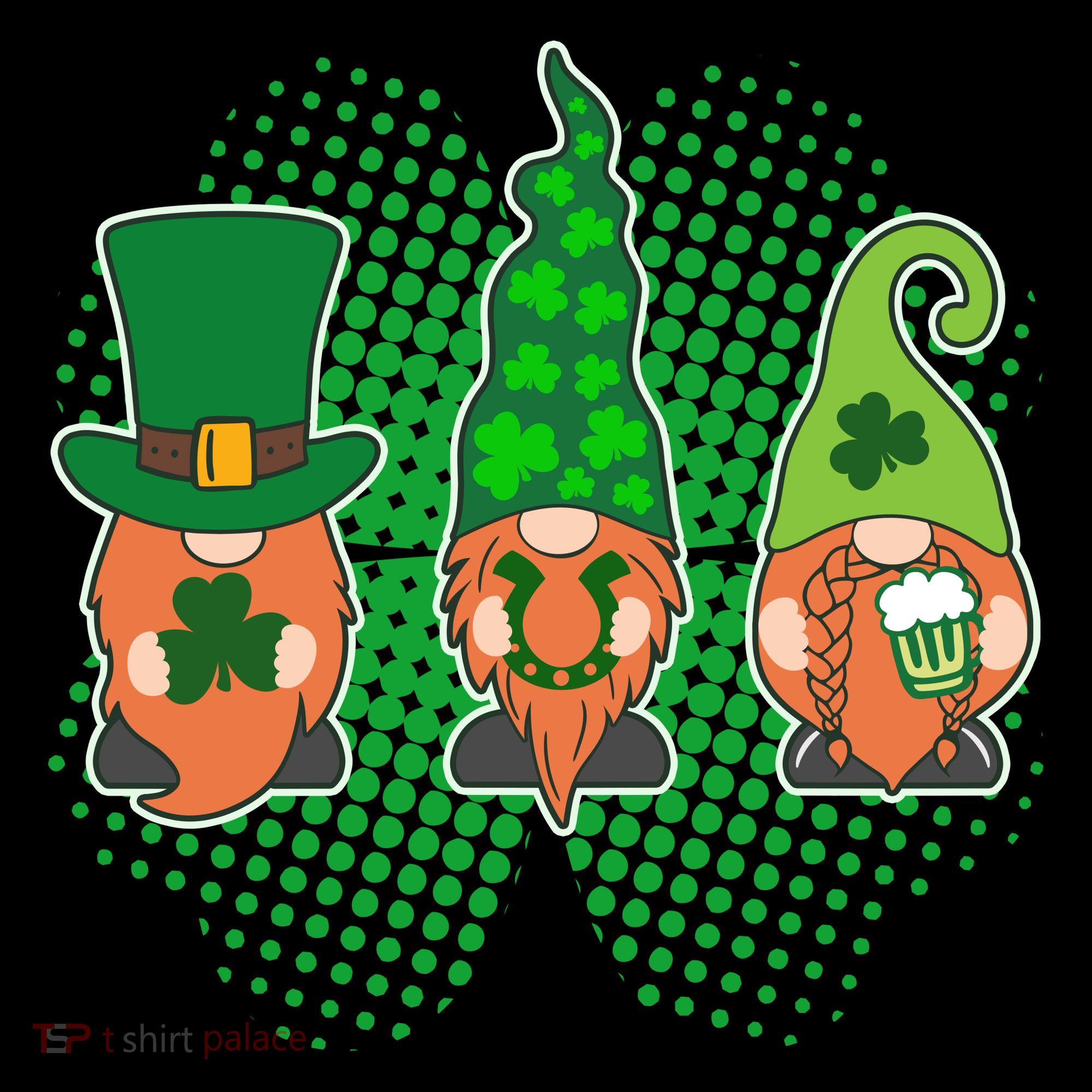 Cute St Patrick's Days Lucky Gnomes Women's Long Sleeve Shirt