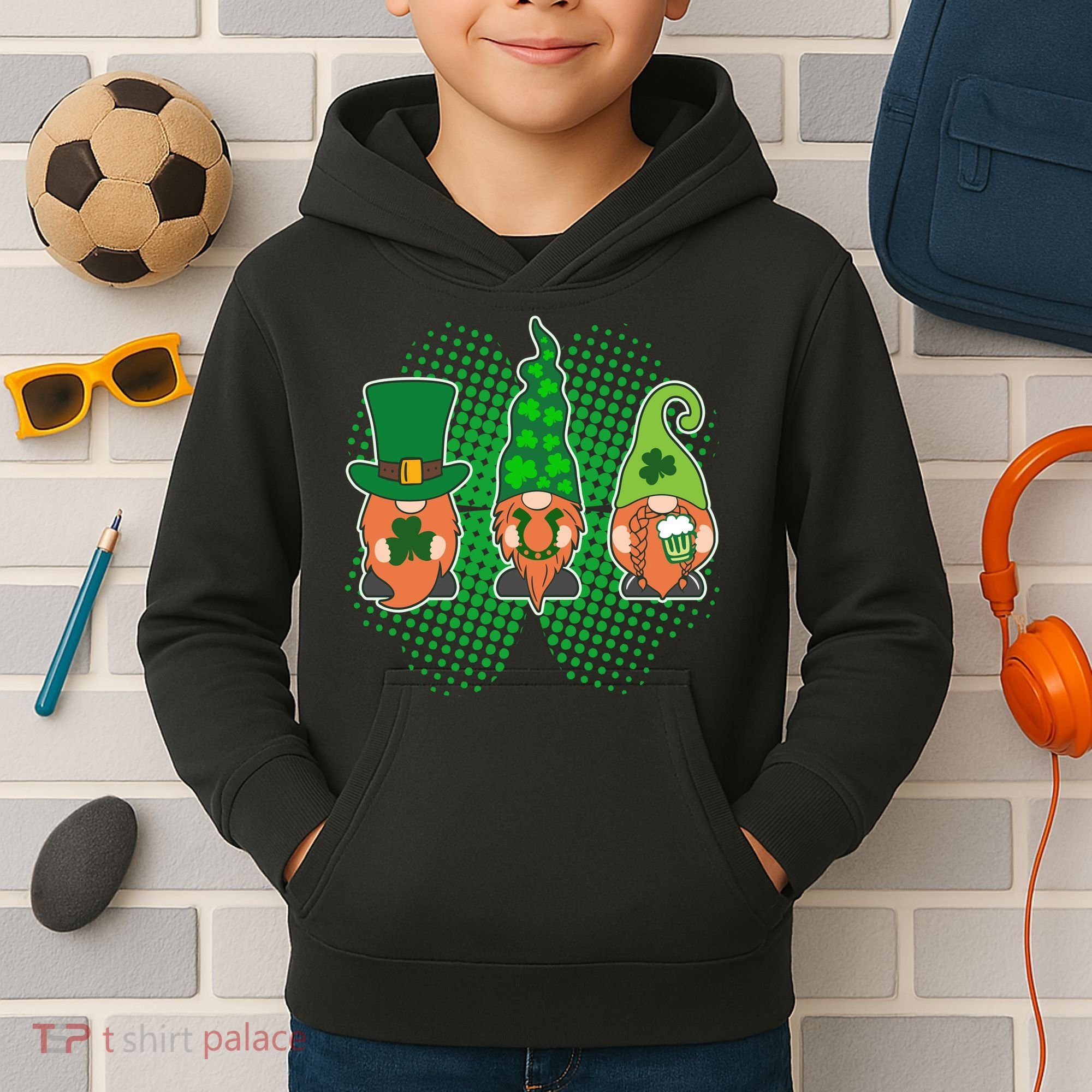 Cute St Patrick's Days Lucky Gnomes Kids Hoodie
