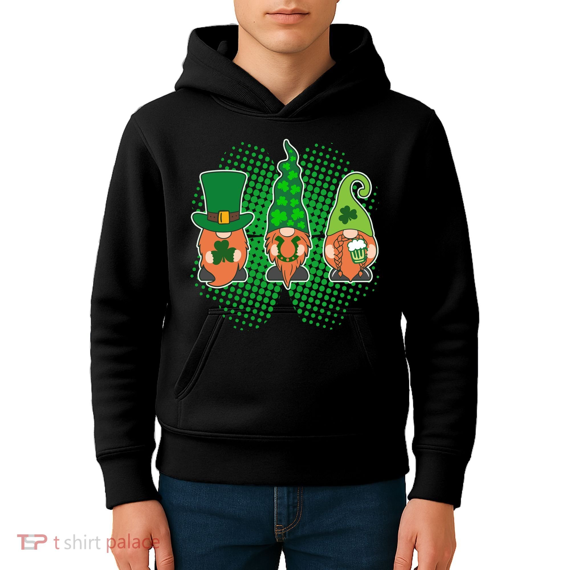 Cute St Patrick's Days Lucky Gnomes Kids Hoodie