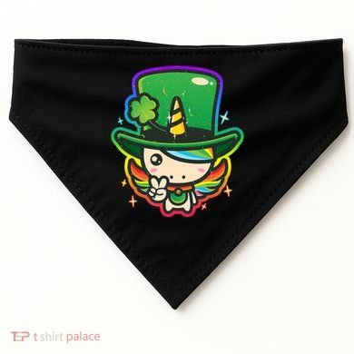 Cute St Patricks Leprechaun Rainbow Unicorn USA-Made Doggie Bandana
