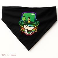 Cute St Patricks Leprechaun Rainbow Unicorn USA-Made Doggie Bandana thumb 0