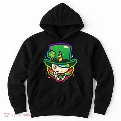 Cute St Patricks Leprechaun Rainbow Unicorn Hoodie