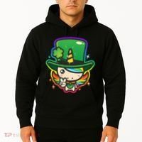 Cute St Patricks Leprechaun Rainbow Unicorn Hoodie thumb 2