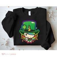 Cute St Patricks Leprechaun Rainbow Unicorn Sweatshirt thumb 2