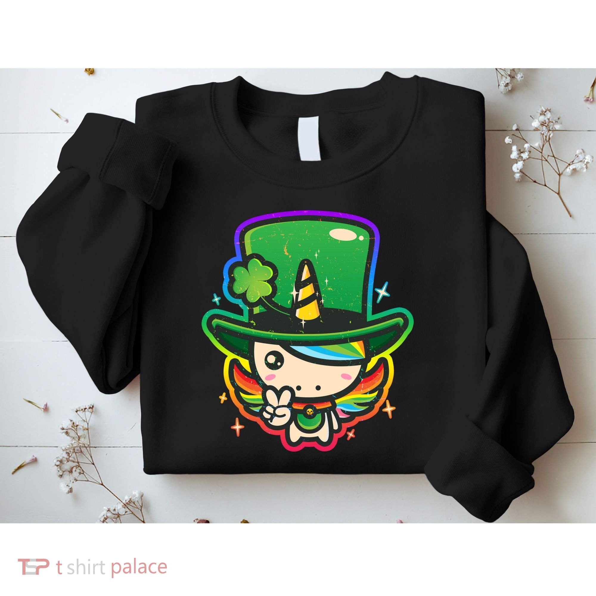 Cute St Patricks Leprechaun Rainbow Unicorn Sweatshirt