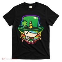 Cute St Patricks Leprechaun Rainbow Unicorn T-Shirt thumb 0