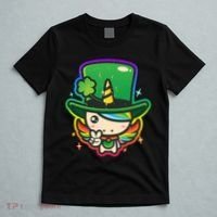 Cute St Patricks Leprechaun Rainbow Unicorn T-Shirt thumb 5