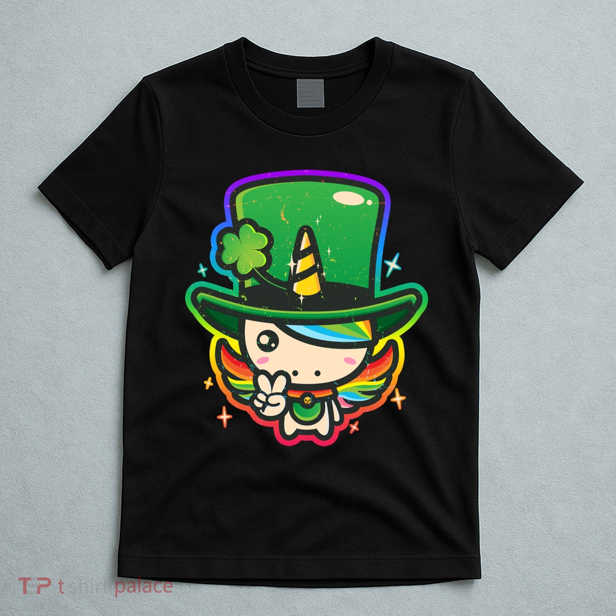 Cute St Patricks Leprechaun Rainbow Unicorn T-Shirt