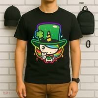 Cute St Patricks Leprechaun Rainbow Unicorn T-Shirt thumb 6