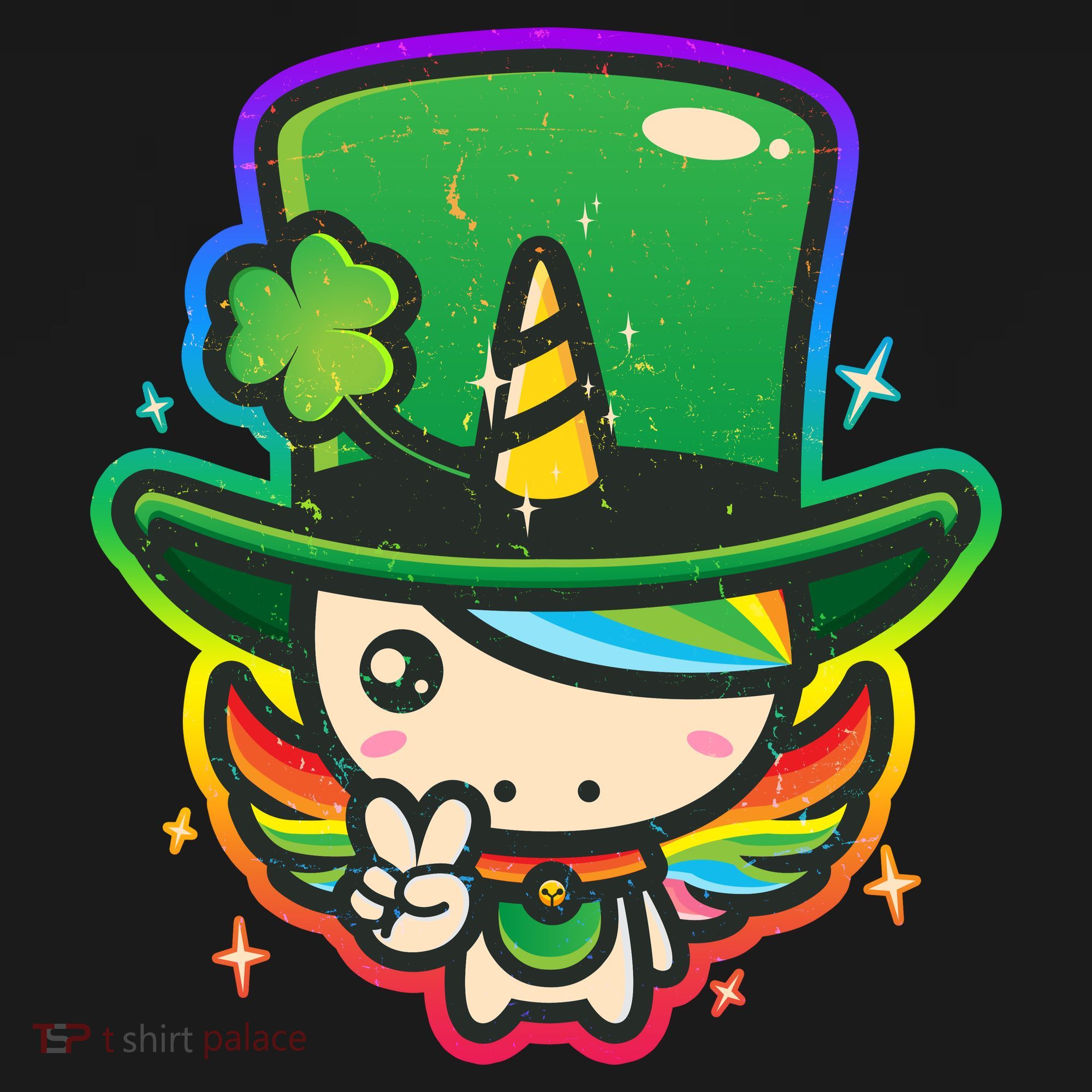 Cute St Patricks Leprechaun Rainbow Unicorn T-Shirt