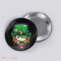Cute St Patricks Leprechaun Rainbow Unicorn Button thumb 0