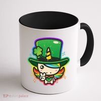 Cute St Patricks Leprechaun Rainbow Unicorn Coffee Mug thumb 1