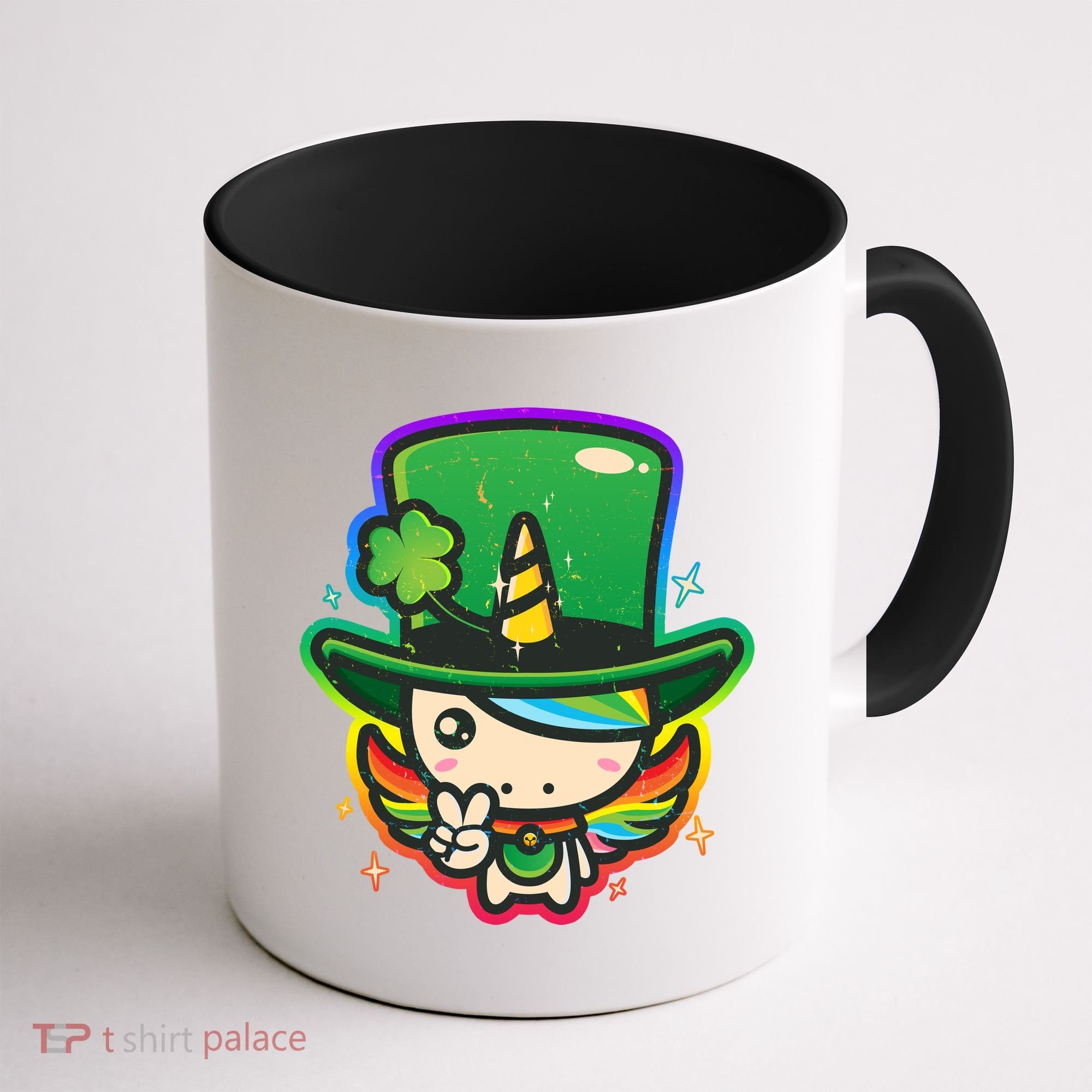 Cute St Patricks Leprechaun Rainbow Unicorn Coffee Mug