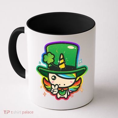 Cute St Patricks Leprechaun Rainbow Unicorn Coffee Mug