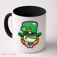 Cute St Patricks Leprechaun Rainbow Unicorn Coffee Mug thumb 0